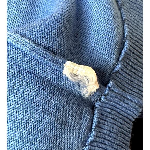 Vntg Talbots Petite Blue Sequined Butterflies Short Sleeve Sweater Top Womens LP - Picture 6 of 6